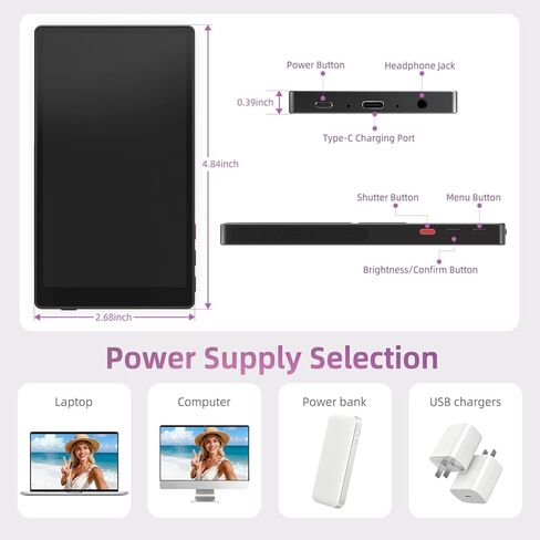 5" Vlog Selfie Monitor Screen, 4K, 60Hz, 1ms Response, 2600mAh Battery, 90feet Signal Range, Wireless Back Camera Monitor for iPhone & Android, Sync Rear Camera for Live Stream&TikTok in Saudi Arabia