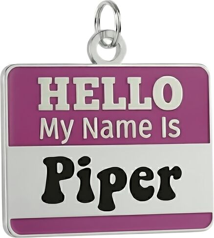 Personalized Dog & Cat ID Tags - Choose from 25+ Tag Designs - Free 5 Lines Custom Engraved - Unique, Cute, Funny, Sassy Pet Tag (Hello My Name is Badge - Teal, Small (1 inch)) in Saudi Arabia