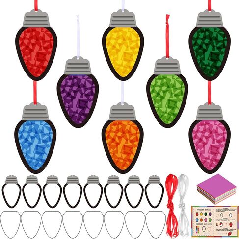 FUCEROUS 32 Set Fall Harvest Suncatcher Craft Kit Autumn DIY Hanging Hanging Maple Leaf Pumpkin Acorn Design Colorful Tissue Paper Home Classroom Decord Window Decor in Saudi Arabia
