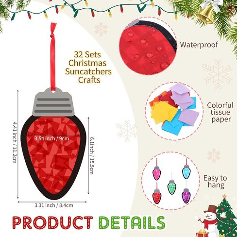FUCEROUS 32 Set Fall Harvest Suncatcher Craft Kit Autumn DIY Hanging Hanging Maple Leaf Pumpkin Acorn Design Colorful Tissue Paper Home Classroom Decord Window Decor in Saudi Arabia