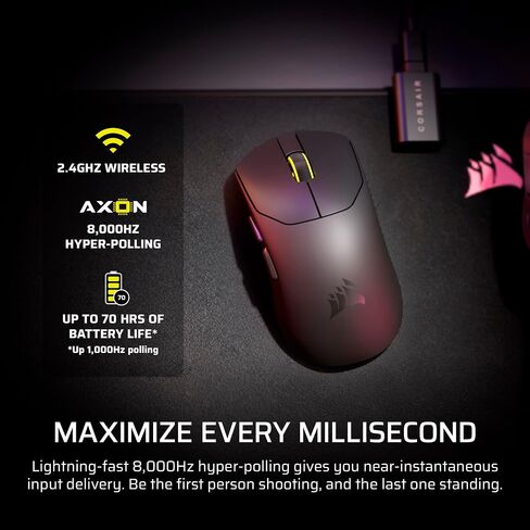 Corsair Sabre v2 PRO Ultralight FPS Wireless Gaming Mouse – 33,000 DPI, 36g Weight, 8,000Hz Hyper-Polling, Mechanical Switches, Up to 70-Hour Wireless Battery Life, Web Hub – Black in Saudi Arabia