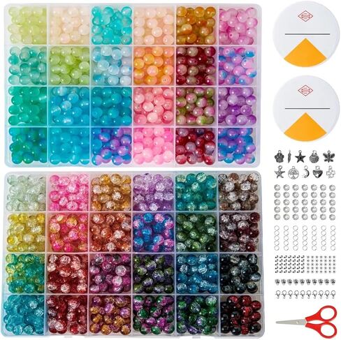 ASIMASIKE Glass Beads Kit for Jewelry Making - 3 Box Set 72 Colors, 3000pcs Round Colorful Beads for DIY Bracelet Necklace Earring Keychain, Colorful Glass Beads Bracelet Making Kit - 6mm in Saudi Arabia