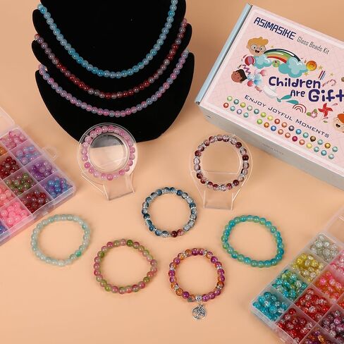 ASIMASIKE Glass Beads Kit for Jewelry Making - 3 Box Set 72 Colors, 3000pcs Round Colorful Beads for DIY Bracelet Necklace Earring Keychain, Colorful Glass Beads Bracelet Making Kit - 6mm in Saudi Arabia