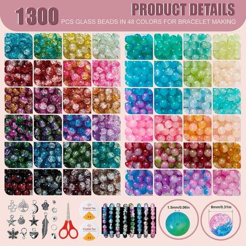 ASIMASIKE Glass Beads Kit for Jewelry Making - 3 Box Set 72 Colors, 3000pcs Round Colorful Beads for DIY Bracelet Necklace Earring Keychain, Colorful Glass Beads Bracelet Making Kit - 6mm in Saudi Arabia
