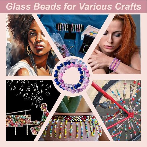 ASIMASIKE Glass Beads Kit for Jewelry Making - 3 Box Set 72 Colors, 3000pcs Round Colorful Beads for DIY Bracelet Necklace Earring Keychain, Colorful Glass Beads Bracelet Making Kit - 6mm in Saudi Arabia