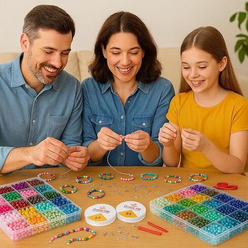 ASIMASIKE Glass Beads Kit for Jewelry Making - 3 Box Set 72 Colors, 3000pcs Round Colorful Beads for DIY Bracelet Necklace Earring Keychain, Colorful Glass Beads Bracelet Making Kit - 6mm in Saudi Arabia