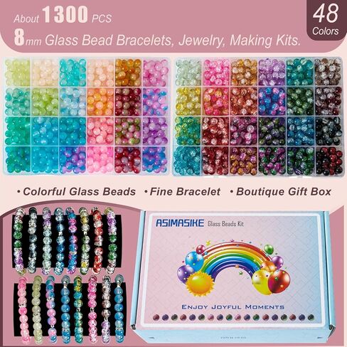 ASIMASIKE Glass Beads Kit for Jewelry Making - 3 Box Set 72 Colors, 3000pcs Round Colorful Beads for DIY Bracelet Necklace Earring Keychain, Colorful Glass Beads Bracelet Making Kit - 6mm in Saudi Arabia