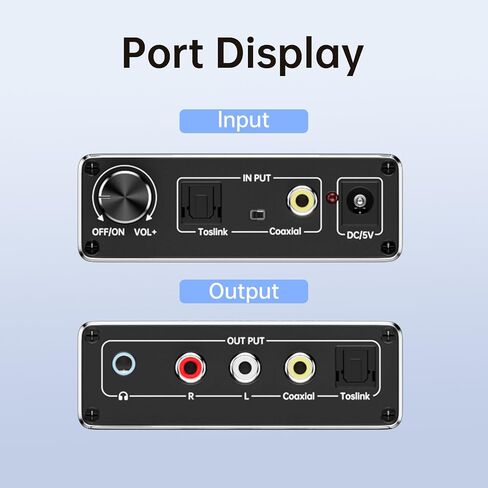 192 كيلو هرتز DAC محول صوت رقمي إلى تناظري، صوت رقمي SPDIF بصري Toslink محوري إلى تناظري L/R ومحول جاك 3.5 مم بصري إلى محول RCA للتلفزيون عالي الوضوح، DVD، مشغلات Blu-Ray وPS3/4 in Kuwait