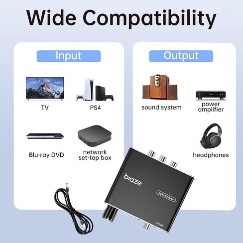 192 كيلو هرتز DAC محول صوت رقمي إلى تناظري، صوت رقمي SPDIF بصري Toslink محوري إلى تناظري L/R ومحول جاك 3.5 مم بصري إلى محول RCA للتلفزيون عالي الوضوح، DVD، مشغلات Blu-Ray وPS3/4 in Kuwait