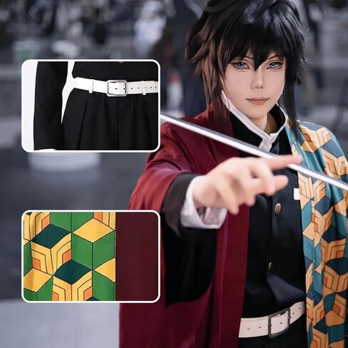 Kahopy Anime Cosplay Costume Tanjiro Zenitsu Shinobu Giyu Mitsuri Outfit Set with Wig Earrings Uniform for Halloween(Tan-S) in Saudi Arabia