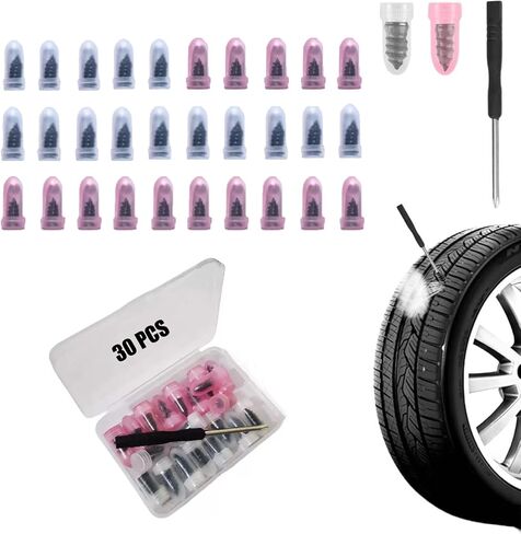 Tire Repair Screws Kit - 2 Sizes Screw-in Tire Plugs for Cars/Motorcycles, Fast DIY Fix with Storage Box & Screwdriver (10 Set) in Saudi Arabia