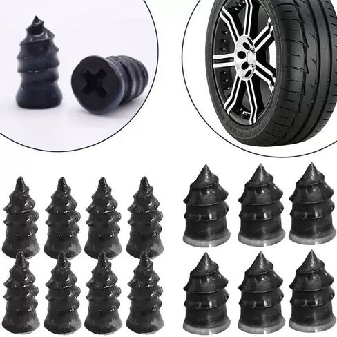 Tire Repair Screws Kit - 2 Sizes Screw-in Tire Plugs for Cars/Motorcycles, Fast DIY Fix with Storage Box & Screwdriver (10 Set) in Saudi Arabia