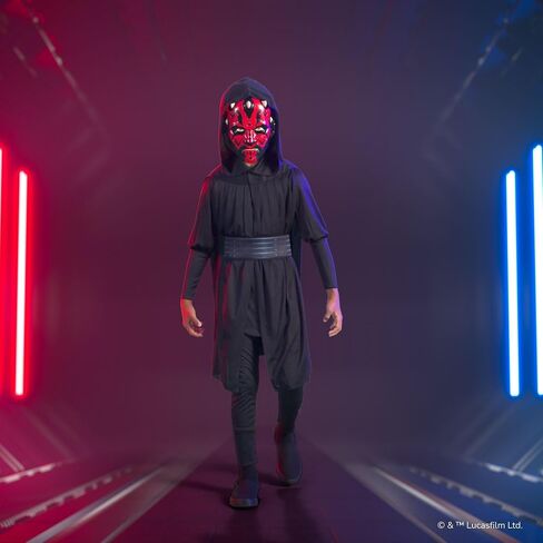 Star Wars Darth Maul Official Youth Halloween Costume - Premium Quality Tunic, Pants, Belt, Hooded Cloak and Plastic Mask in Saudi Arabia
