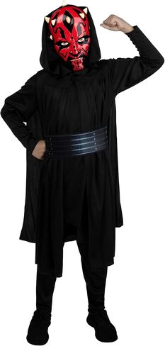 Star Wars Darth Maul Official Youth Halloween Costume - Premium Quality Tunic, Pants, Belt, Hooded Cloak and Plastic Mask in Kuwait