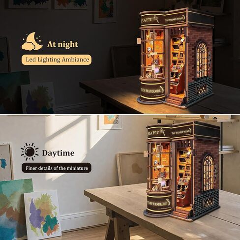 Sunnino Book Nook Kit - DIY Miniature House Kit Decorflesh Decord 3D Wooden Dollhouse للبالغين المراهقين LED BOOK NOOK CITS للبالغين هدية فريدة من نوعها للعائلة والأصدقاء in Saudi Arabia