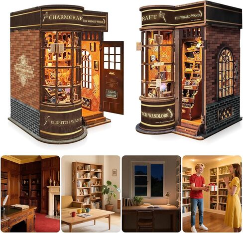 Sunnino Book Nook Kit - DIY Miniature House Kit Decorflesh Decord 3D Wooden Dollhouse للبالغين المراهقين LED BOOK NOOK CITS للبالغين هدية فريدة من نوعها للعائلة والأصدقاء in Saudi Arabia