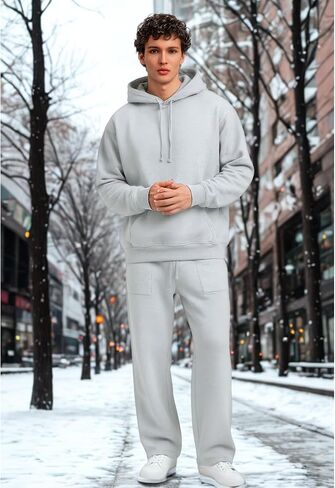 Heavyweight 420 GSM Cotton Men’s Oversized Hoodie & Sweatpants Set, Thick Pullover Hoodie Jogger Pants in Saudi Arabia