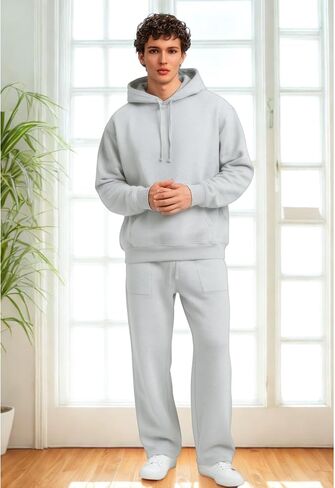 Heavyweight 420 GSM Cotton Men’s Oversized Hoodie & Sweatpants Set, Thick Pullover Hoodie Jogger Pants in Saudi Arabia