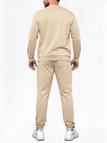 PLEPAN Men's 2 Piece Sweatsuit Lightweight Long Sleeve Crewneck Pullover Jogger Matching Sets Casual Outfits Tracksuit in Kuwait