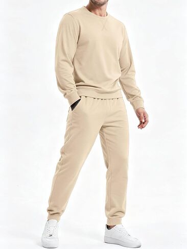 PLEPAN Men's 2 Piece Sweatsuit Lightweight Long Sleeve Crewneck Pullover Jogger Matching Sets Casual Outfits Tracksuit in Kuwait