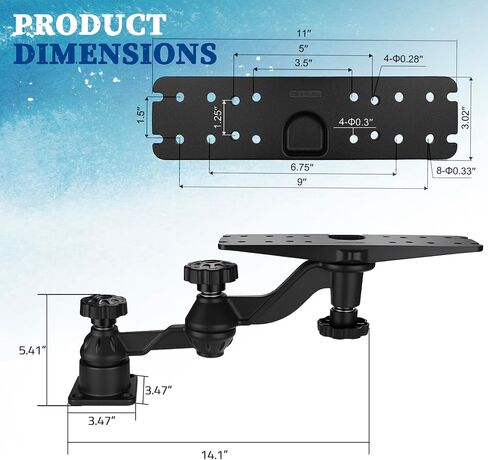 Aluminum Fish Finder Swivel Arm Mount for Ultra 126SV,Chartplotters & Depth Finder Mount Compatible with Lowrance,Garmin,Humminbird and More,for Boats in Saudi Arabia
