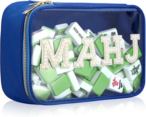 Empty Mahjong Tile Bag American Purple PVC Clear Mahjong Case Size 166 Waterproof Zippered Storage Tile Holder Rack Bag for Game Lover Gift Travel (Case Only) in Saudi Arabia
