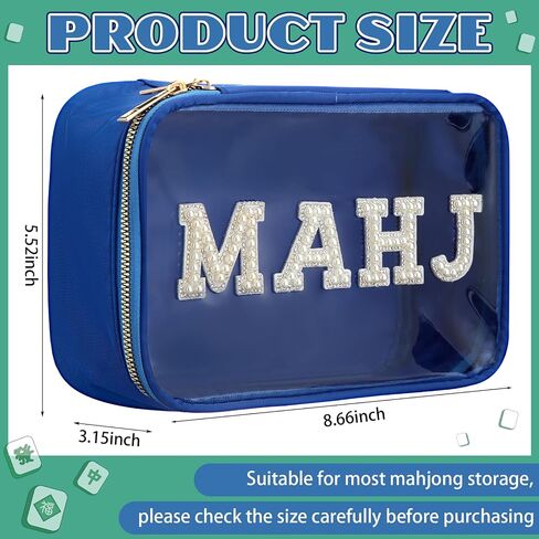 Empty Mahjong Tile Bag American Purple PVC Clear Mahjong Case Size 166 Waterproof Zippered Storage Tile Holder Rack Bag for Game Lover Gift Travel (Case Only) in Saudi Arabia