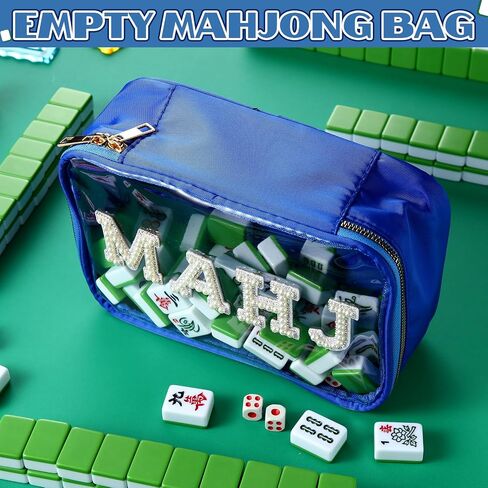Empty Mahjong Tile Bag American Purple PVC Clear Mahjong Case Size 166 Waterproof Zippered Storage Tile Holder Rack Bag for Game Lover Gift Travel (Case Only) in Saudi Arabia