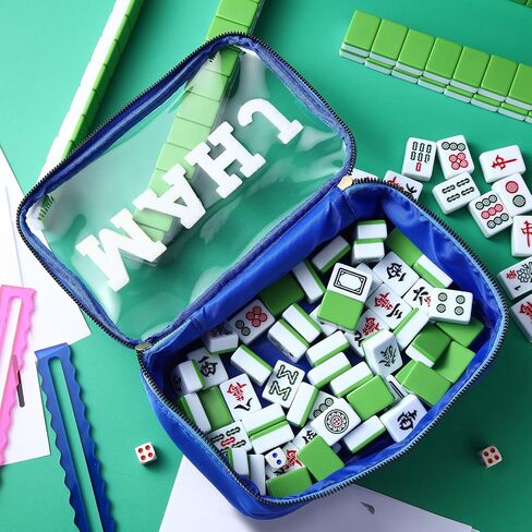 Empty Mahjong Tile Bag American Purple PVC Clear Mahjong Case Size 166 Waterproof Zippered Storage Tile Holder Rack Bag for Game Lover Gift Travel (Case Only) in Saudi Arabia