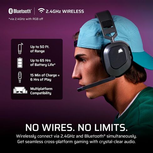 Corsair HS80 MAX Wireless Xbox Gaming Headset with Bluetooth – Dolby Atmos – Broadcast Quality Microphone – iCUE Compatible – Xbox, PC, Mac, Mobile – Steel Gray in Saudi Arabia