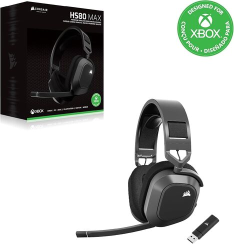 Corsair HS80 MAX Wireless Xbox Gaming Headset with Bluetooth – Dolby Atmos – Broadcast Quality Microphone – iCUE Compatible – Xbox, PC, Mac, Mobile – Steel Gray in Saudi Arabia