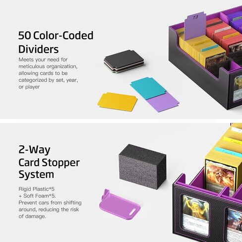 Trading Card Storage Box 3900+ Capacity - 5-Row Card Case with Magnetic Lid & Commander Display for MTG TCG Sports Cards,Includes 5 Toploaders/50 Dividers/10 Stoppers/Dice Box/Cleaning Cloth in Saudi Arabia