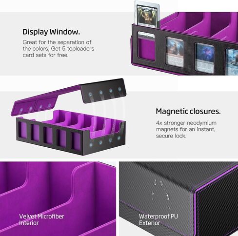 Trading Card Storage Box 3900+ Capacity - 5-Row Card Case with Magnetic Lid & Commander Display for MTG TCG Sports Cards,Includes 5 Toploaders/50 Dividers/10 Stoppers/Dice Box/Cleaning Cloth in Saudi Arabia