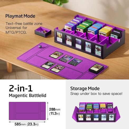 Trading Card Storage Box 3900+ Capacity - 5-Row Card Case with Magnetic Lid & Commander Display for MTG TCG Sports Cards,Includes 5 Toploaders/50 Dividers/10 Stoppers/Dice Box/Cleaning Cloth in Saudi Arabia