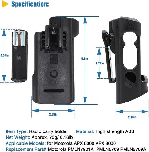 مشبك حزام الحافظة Motorola APX Next PMLN5709 PMLN5709A PMLN7901A متوافق مع نماذج راديو Motorola APX6000 وAPX8000 1.5 و2.5 و3.5 العلوية/حامل العرض المزدوج in Saudi Arabia