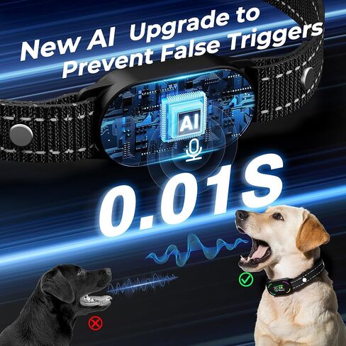 Rechargeable Smart Collar with 4 Adjustable Modes Beep Vibration, Dog Bark Collar with 5 Adjustable Sensitivities, Anti Barking Device for Large Dogs, IP67 Waterproof in Saudi Arabia