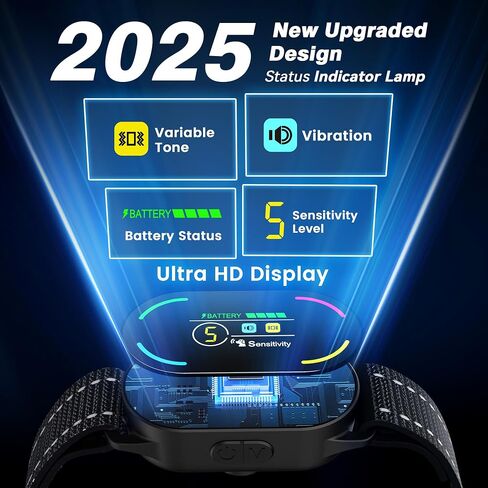 Rechargeable Smart Collar with 4 Adjustable Modes Beep Vibration, Dog Bark Collar with 5 Adjustable Sensitivities, Anti Barking Device for Large Dogs, IP67 Waterproof in Saudi Arabia