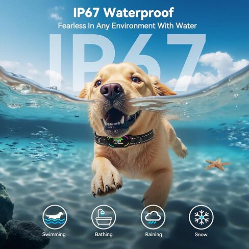 Rechargeable Smart Collar with 4 Adjustable Modes Beep Vibration, Dog Bark Collar with 5 Adjustable Sensitivities, Anti Barking Device for Large Dogs, IP67 Waterproof in Saudi Arabia