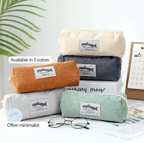 ABJOBIBI Small Pencil Case Large Capacity Pencil Pouch with Shark, Green Zippered Pouch for Office Stationery Organizer(Green) in Saudi Arabia