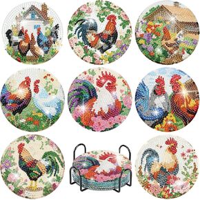 8 PCS Aurora Diamond Art Coasters Kits with Holder ، Landscape Diamond Painting Coasters Cits for البالغين ، DIY 5D Nature Scenery Diamond Dots Small Mini Kit Full Drill Art Craft Supplies 4 × 4 بوصة in Kuwait