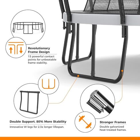 Trampoline Outdoor 10FT 14FT 16FT with Enclosure and Ladder, ASTM Approved W-Double Reinforced Frame, Recreational Trampoline for Kids and Adults in Saudi Arabia
