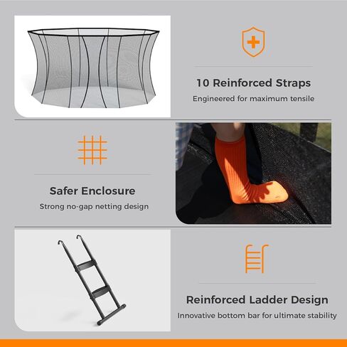 Trampoline Outdoor 10FT 14FT 16FT with Enclosure and Ladder, ASTM Approved W-Double Reinforced Frame, Recreational Trampoline for Kids and Adults in Saudi Arabia