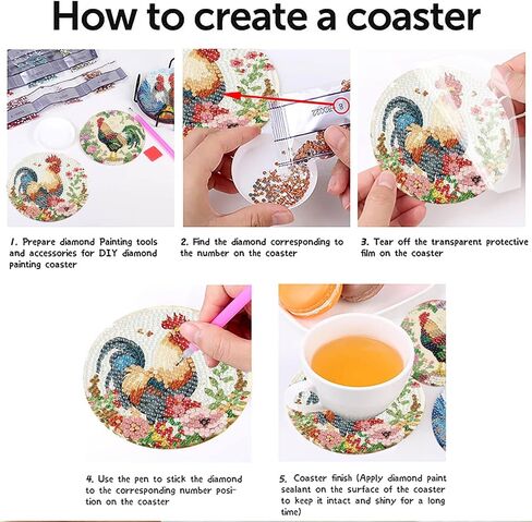 8 PCS Aurora Diamond Art Coasters Kits with Holder ، Landscape Diamond Painting Coasters Cits for البالغين ، DIY 5D Nature Scenery Diamond Dots Small Mini Kit Full Drill Art Craft Supplies 4 × 4 بوصة in Kuwait
