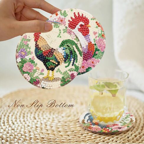 8 PCS Aurora Diamond Art Coasters Kits with Holder ، Landscape Diamond Painting Coasters Cits for البالغين ، DIY 5D Nature Scenery Diamond Dots Small Mini Kit Full Drill Art Craft Supplies 4 × 4 بوصة in Kuwait