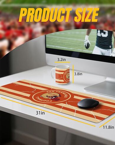 Football Fan Coffee Mug Cup and Large Desk Mat Set Philadelphia Themed Mouse Pad Merch Shop Men Women Sport Stuff Gear Apparel Memorabilia Eagles Team Decor Desk Accessories Cool Special Present Gift in Saudi Arabia