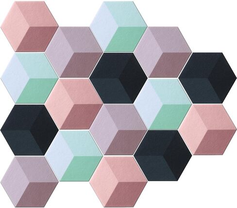 Tegeme 16 Pcs Hexagon Felt Cork Board for Walls, 6.7 x 5.9 Inches Self Adhesive DIY Notice Bulletin Board for Back to School Decor Office Wall Home Stickers Memos Photos Display(Classic) in Saudi Arabia