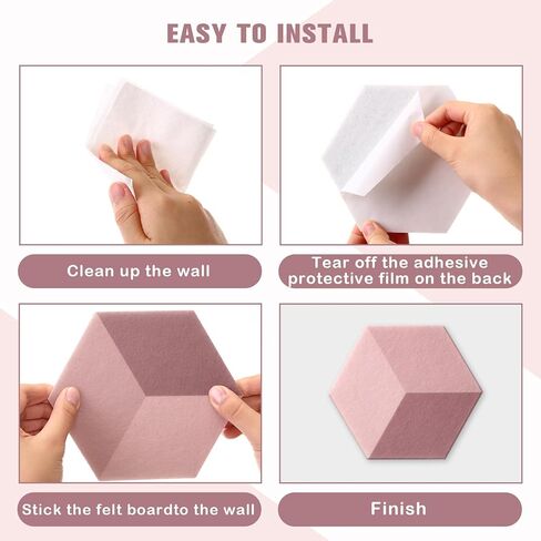 Tegeme 16 Pcs Hexagon Felt Cork Board for Walls, 6.7 x 5.9 Inches Self Adhesive DIY Notice Bulletin Board for Back to School Decor Office Wall Home Stickers Memos Photos Display(Classic) in Saudi Arabia