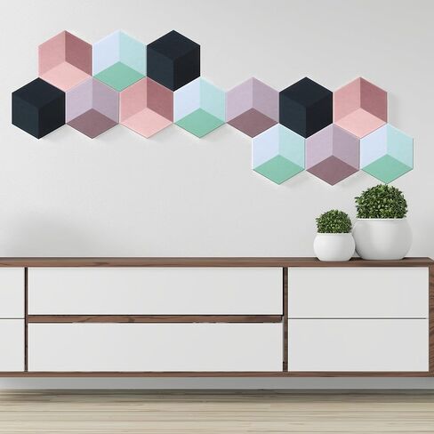 Tegeme 16 Pcs Hexagon Felt Cork Board for Walls, 6.7 x 5.9 Inches Self Adhesive DIY Notice Bulletin Board for Back to School Decor Office Wall Home Stickers Memos Photos Display(Classic) in Saudi Arabia