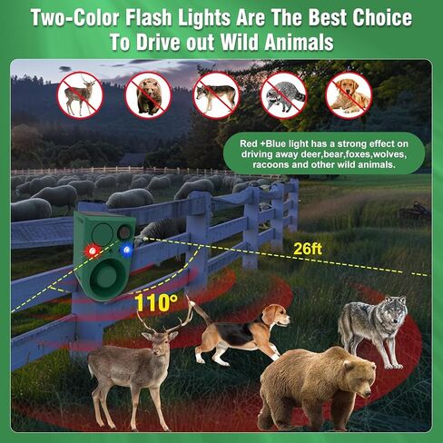 ChunHee Solar Outdoor Motion Sensor Alarm with Dog Barking Alarm Sound, Support Recording and Adjustable Volume, 129db Loud Noise Maker 4 Work Modes Strobe Light for Home, Villa, Farm, Barn (1pack) in Saudi Arabia