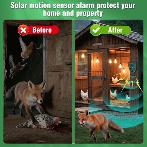 ChunHee Solar Outdoor Motion Sensor Alarm with Dog Barking Alarm Sound, Support Recording and Adjustable Volume, 129db Loud Noise Maker 4 Work Modes Strobe Light for Home, Villa, Farm, Barn (1pack) in Saudi Arabia